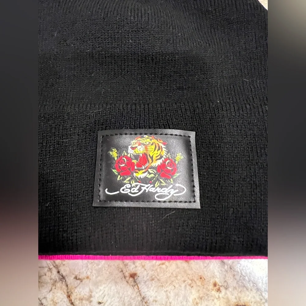 Ed Hardy Beanies (set of two) Hot Pink/Black Beanie